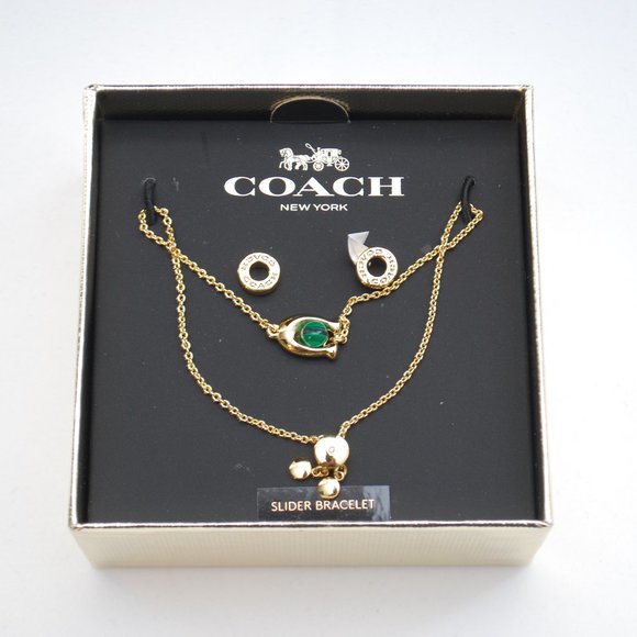 Coach Earrings and Slide Bracelet Set - Picture 1 of 6